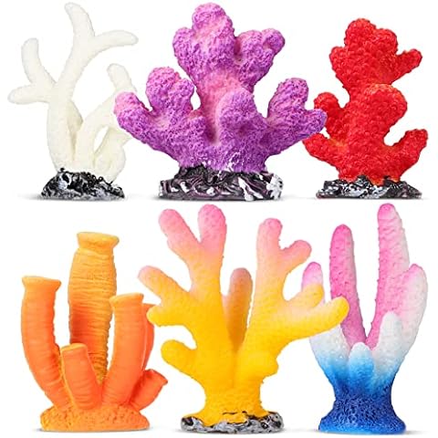 NOLITOY 6pcs Artificial Coral Ornaments Aquarium Coral Resin Plants Aquarium Decorations Small Plants Simulation Water Plants for Fish Tank Aquarium Landscape Decoration Cover