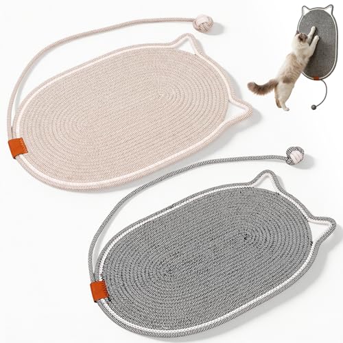 2Pcs Large Cat Scratching Mat 60x40cm Cotton Rope Scratch Pad Horizontal