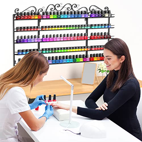 Lasieyo 5 Tier Nail Polish Racks, Nail Polish Racks For The Wall, Nail Polish Wall Rack Nail Polish Bottles | Essential Oil Storage Display Nail Polish Rack (170-200 Bottles - Black) #TOP2