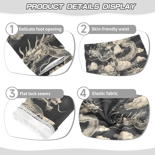Ink Painting White Dragons Girls Leggings Kids Yoga Pants Dance Active Tights 4T3