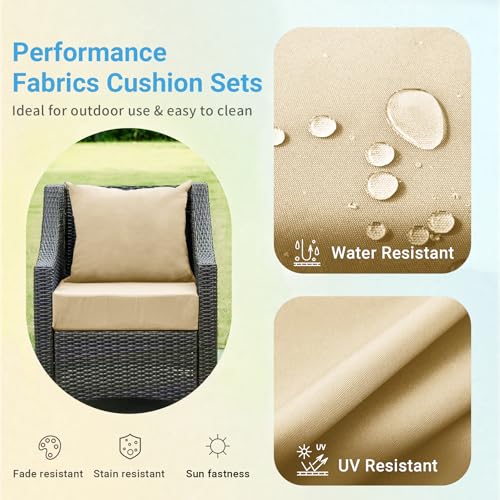 Image of IPYNBAP Outdoor Cushions for Patio Furniture,Outdoor Seat Cushion Set 24 x 24 x 4 Inch,Waterproof & Fade Resistant Outdoor Chair Cushions,Deep Patio Chair Cushion with Removable Cover,Beige
