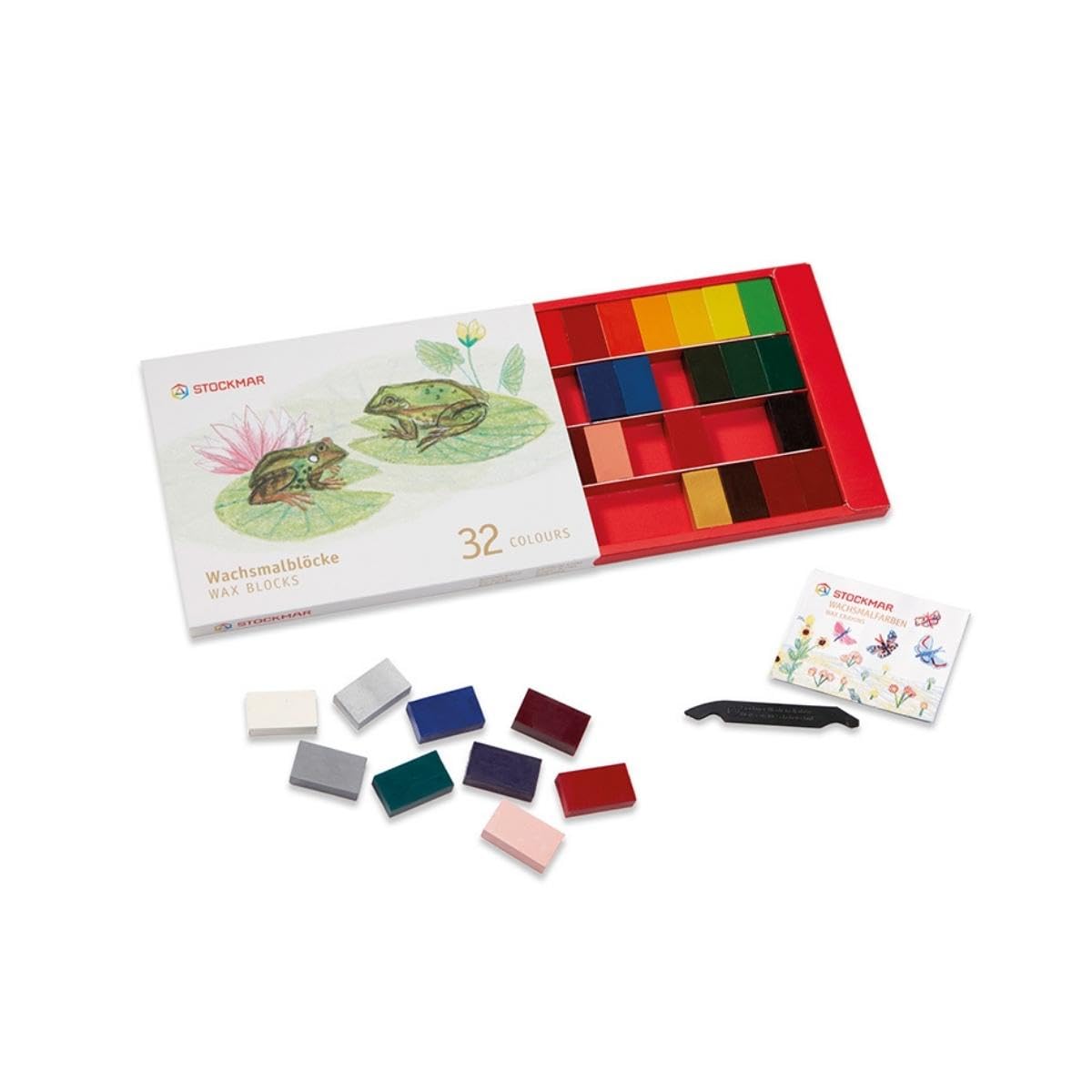 Stockmar Beeswax Block Crayon Set - Break-Proof & Non Toxic Crayons for Kids & Artists (32 pcs)