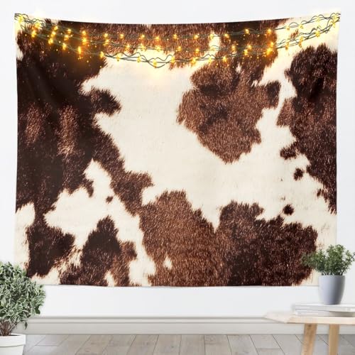 jejeloiu Cow Fur Print Tapestry Cowhide Wall Art Western Farm Animal Skin Wall Hanging Blanket for Living Room Bedroom Farmhouse Home Decor Large 59'x82'