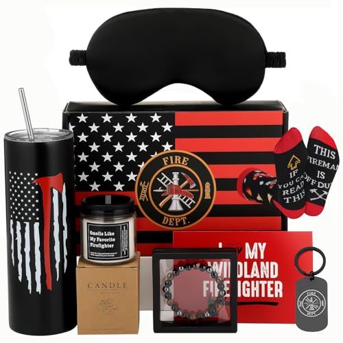 Maxdot Firefighter Gifts for Men Women Graduation Birthday Gift 20oz Stainless Tumbler Socks...