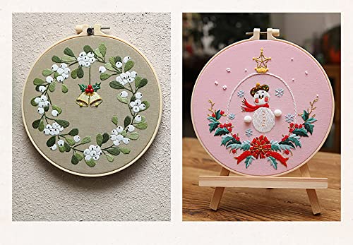 Image of Gogobear 7.9 inch Desktop Wall 3D Art Embroidery Painting Adult Beginner Handmade Embroidery DIY Christmas Snowman Material Kit Complete Set Includes All Materials