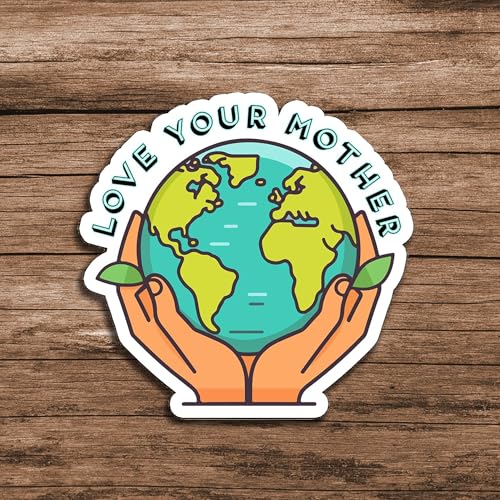 Image of Love Your Mother Earth Vinyl Waterproof Sticker Decal for Laptop Water Bottle Car Environmental Sticker 5 Inch