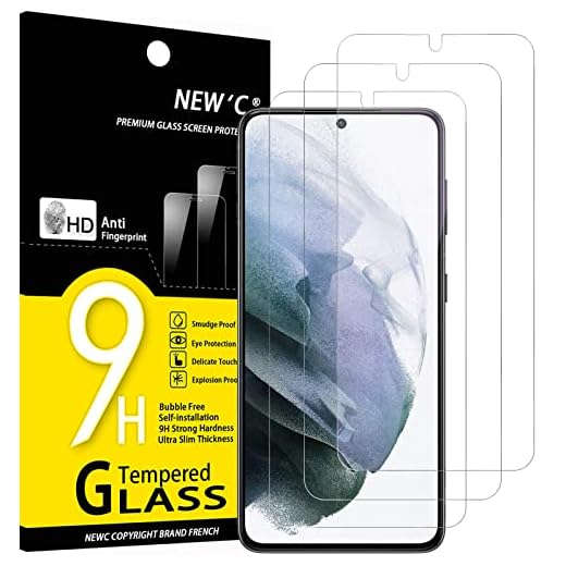 NEW'C 3 Pack Designed for Samsung Galaxy S21 Plus / S21+ 5G (6.7),Screen Protector Tempered Glass, Anti-Fingerprints, 9H Hardness, 0.33mm Ultra Transparent, Ultra Resistant