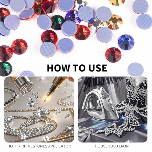 Image of Hotfix Rhinestones Bulk 300PCS SS30 (6.3-6.5mm), Silver Glass Rhinestones for Clothes, Tumblers, Shoes DIY, Heat Transfer Flatback Gems for Crafts & Decoration