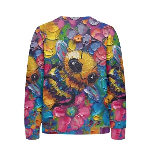 PinUp Angel Boys Girls Cool Animal Graphic Pullover Artistic Oil Painting Patterned Casual Long Sleeve Sweatshirts2