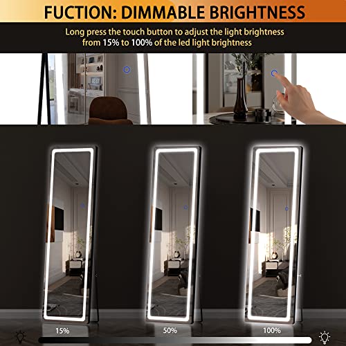 Hasipu-Full-Length-Mirror-with-LED-Lights-Dimming-3-Color-Lighting-56-x-16-Lighted-Floor-Standing-Full-Body-Black
