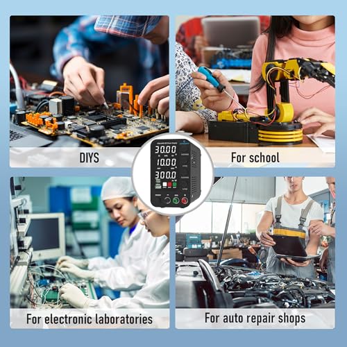 Image of Laboratory Power Supply, Jesverty Laboratory Power Supply DC Adjustable Power Supply (32V, 10A) with Intelligent Charging Mode, 20W USB and Type-C Fast Charge, Rotary Control, Output Switch, 4-Digit