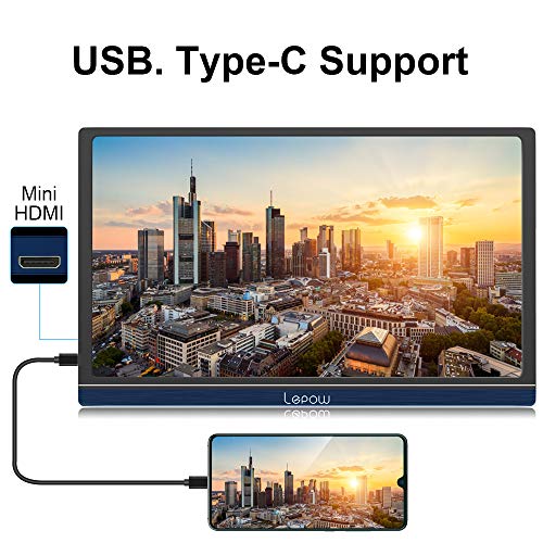 Portable Monitor - Lepow Upgraded 15.6 Inch IPS HDR 1920 x 1080 FHD Computer Display Game Screen with USB Type-C HDMI for Laptop PC MAC Phone Xbox Switch PS4 Include Smart Cover Screen Protector Blue