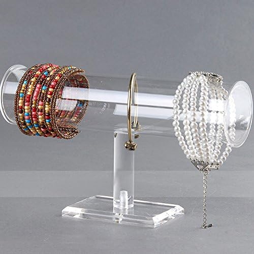 Puuli Acrylic Removable Bracelet Display Holder Stand 1 Tier Jewelry Rack Watch Headdress Flower Organizer T Bar I-Shaped Shelf Case (Clear)