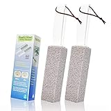 Pumice Stone Toilet Bowl Cleaning Scouring Pad&Stick with Handle,Powerfully Cleans Away Limescale Stain,Hard Water Rings, Calcium Buildup,Iron and Rust. Remover for Tile/Bath-tub/Kitchen/Household - 2 Pack