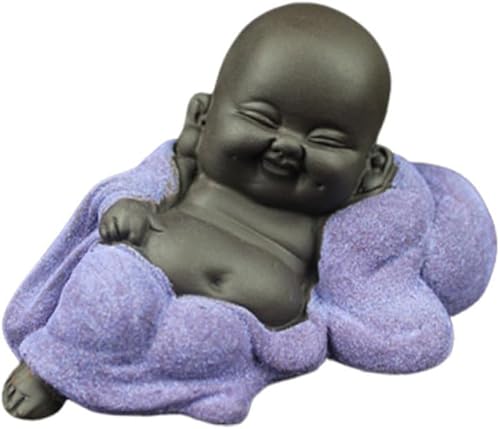 Abaodam Mini figuras de Buda Decoración de Buda Púrpura Bebé Hogar Buda riendo Buda Ornamento Estatua de Yoga