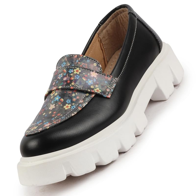 FAUSTO FST FJDWC-7021 BLACK-36 Womens Black Stiched Floral Print Classic Weekend Party Slip On Casual Shoes (3 UK) (B0CWH8VX14) Amazon Price History, Amazon Price Tracker