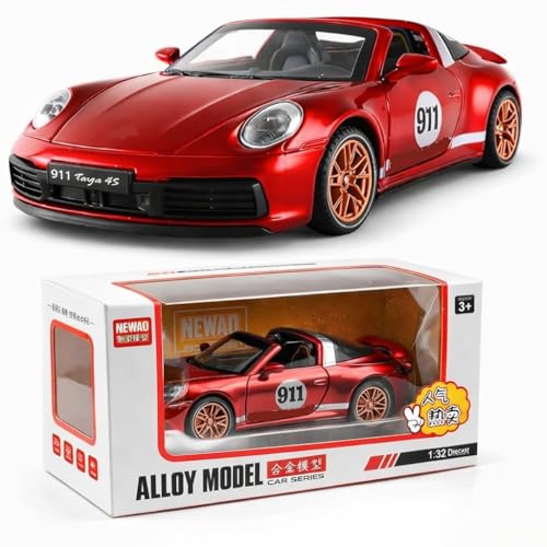 Sky Tech® Porschee 911 Targa 4S Toy Car 1:32 Exclusive Alloy Metal Pull Back Die-cast Car Metal Pullback Toy car with Openable Doors & Light, Music Boys Gifts Toys for Kids【Colors as Per Stock】