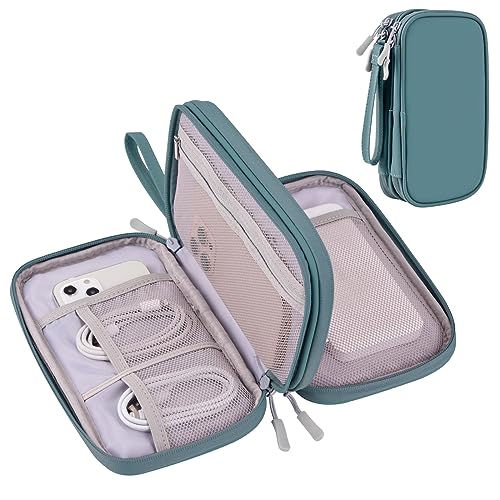 DDgro Bolsa Para Cabos, Organizador De Fios Viagem, Acessórios Tecnologia, Carregadores Eletrônicos, Chaves Telefone, Carregador Portátil, Estojo Transporte (Azul-Água, Pu-M)