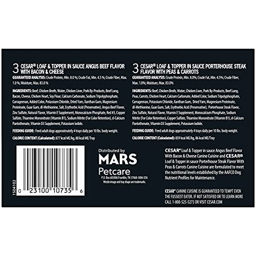 Cesar Soft Wet Dog Food Loaf & Topper in Sauce Angus Beef Flavor with Bacon & Cheese and Porterhouse Steak Flavor with… - Image 4