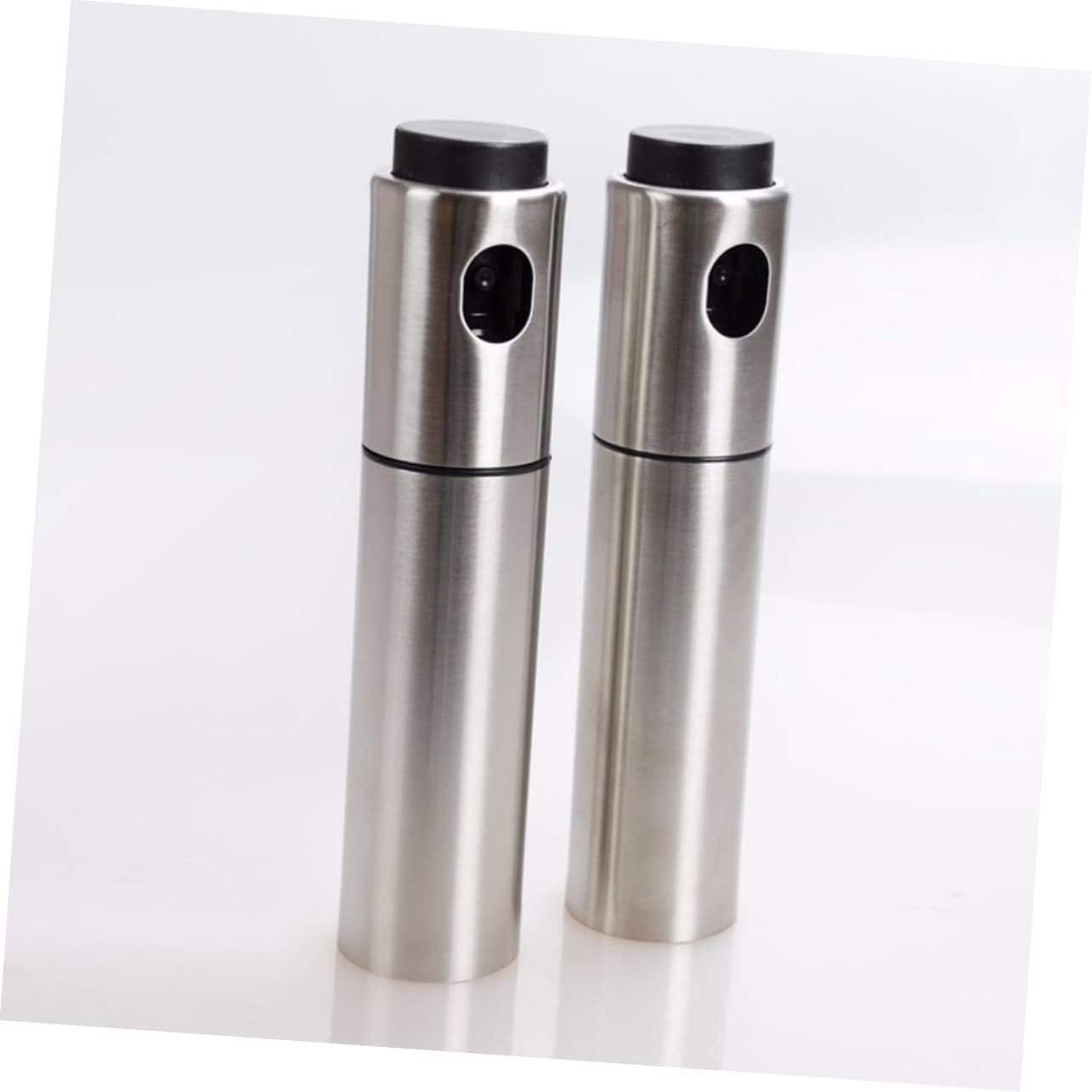 2pcs Portable Food-grade Stainless Steel Oil Sprayer and Vinegar Mister Fine Mist Dispenser for Cooking Salad Frying Bbq Easy Clean Material Silver