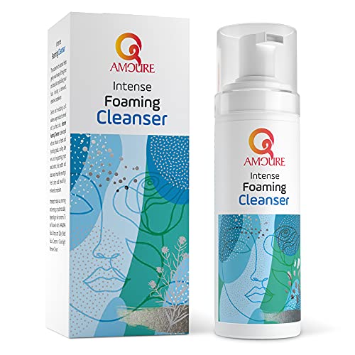 Qamoure Intense Foaming Cleanser - Natural and Vegan-Friendly Gentle Face Wash - Ideal for Oily, Dry, Sensitive Skin - Anti-Pollution and Blue Light Skincare for Men and Women - 150ml Pump Bottle
