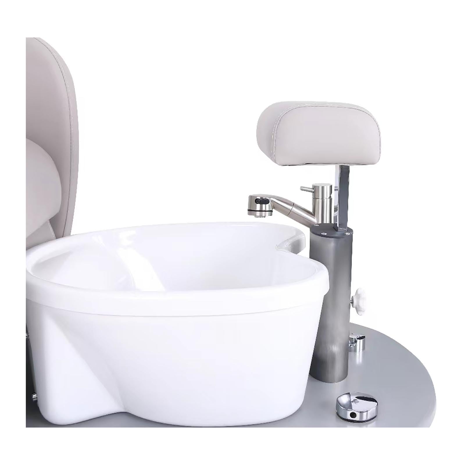 physa wellness & lifestyle Havana Fußpflegestuhl elektrisch mit Fußwanne 105 W 200 kg grau Rückenlehne neigbar: 105-140° eingebaute Ablasshahn Brause Kosmetikliege Pedikürestuhl Stuhl für Fußpflege