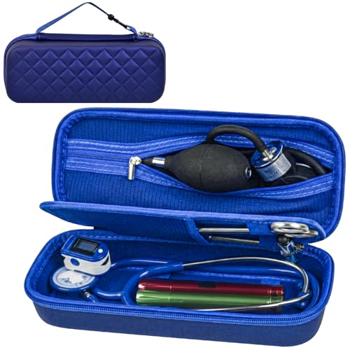 Image of Stethoscope Case Compatible with 3M Littmann Classic III /Lightweight II S.E /MDF Acoustica Deluxe Stethoscopes, Mesh Pocket for Blood Pressure Cuff & Other Doctor & Nurse Accessories-Blue (Case Only)