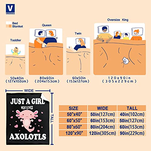 Image of Axolotl Blanket Gift for Girls Women Lightweight Throws-Just A Girl Who Loves Axolotls Plush Cute Animals Fish Decor Kids Quilt Kawaii Soft Flannel Blankets for Couch Bed Chair-50x60 Inches