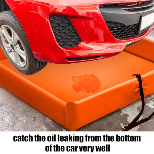Image of Wettarn Folding Duck Pond 4' x 4' Portable Spill Containment Berm Wall Containment Berm (Orange)