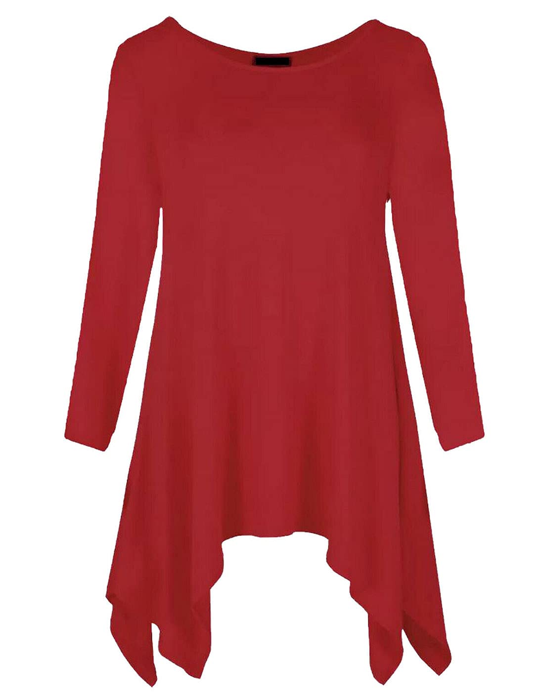 Fairy Trendz Ltd Women's Wine Long Sleeve Hanky Hem Baggy Top Oversized Uneven Top Hi Lo Swing Top ( Uk 20-22)