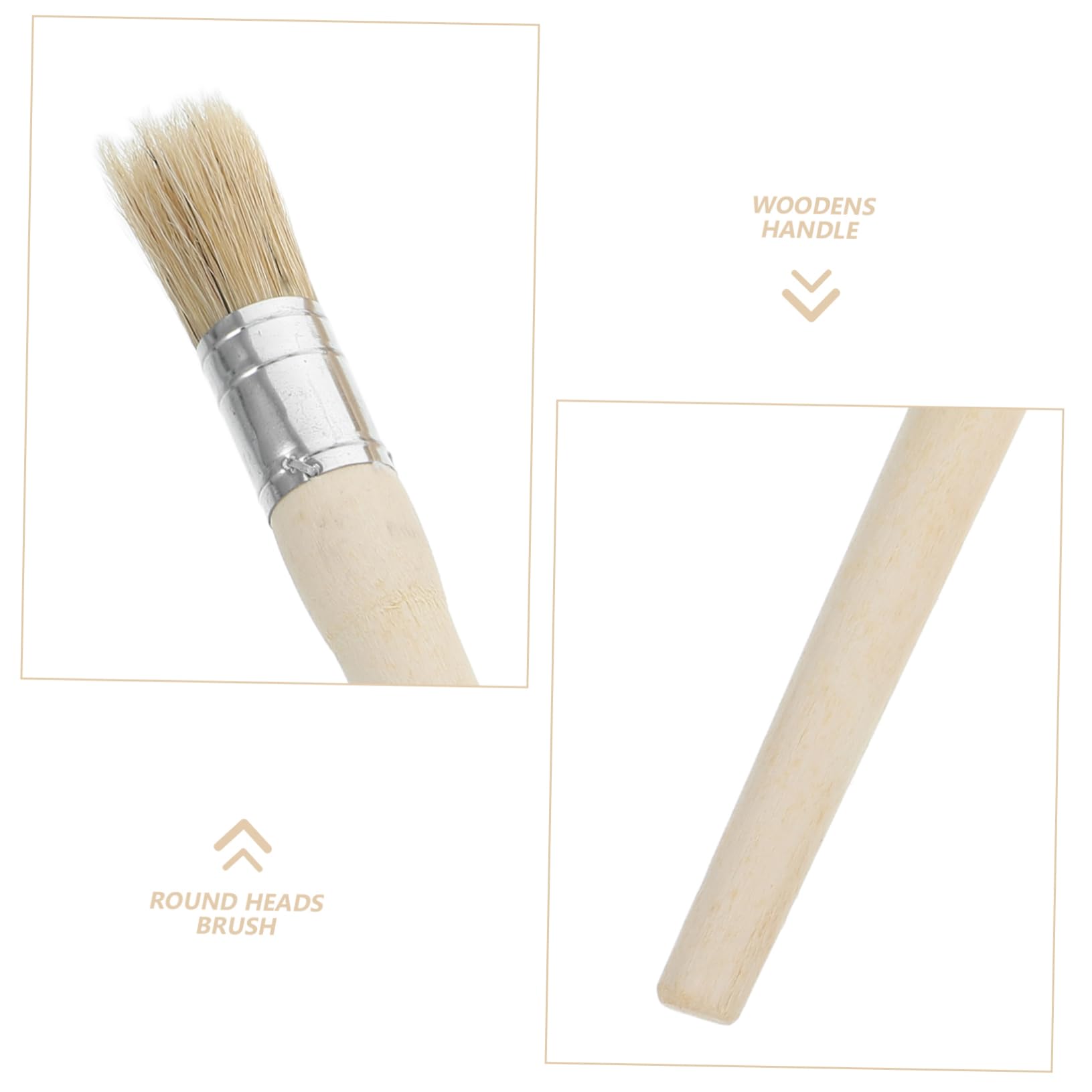 5 Stück Lötpinsel mit Holzgriff und Langem Stiel Runde Form Naturborsten Komfortabler Griff für Bauprojekte und Selbstgemacht Bastelarbeiten