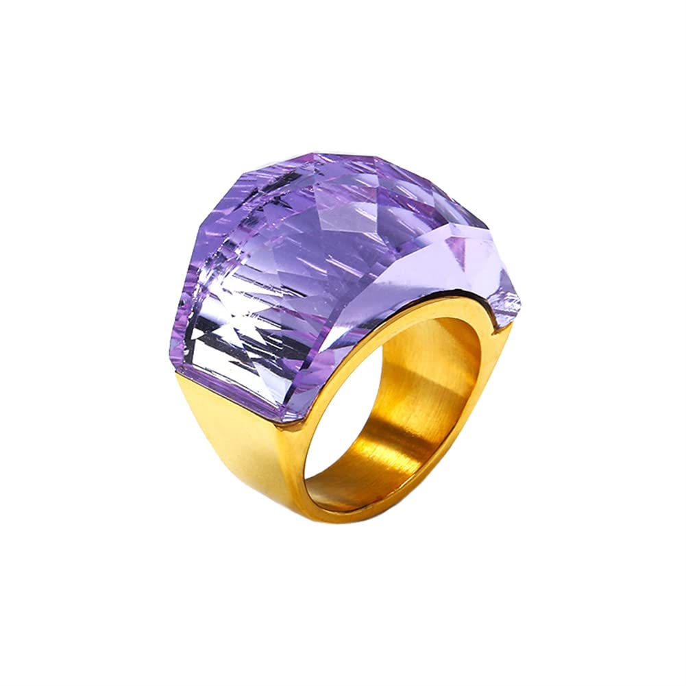 HIJONES Men Women Stainless Steel Cubic Zirconia Royal Crystal Rings Wrap Band Cocktail Style