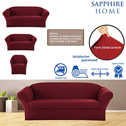 image for Sapphire Home 3-Piece SlipCover Set for Sofa Loveseat Couch Arm Chair,