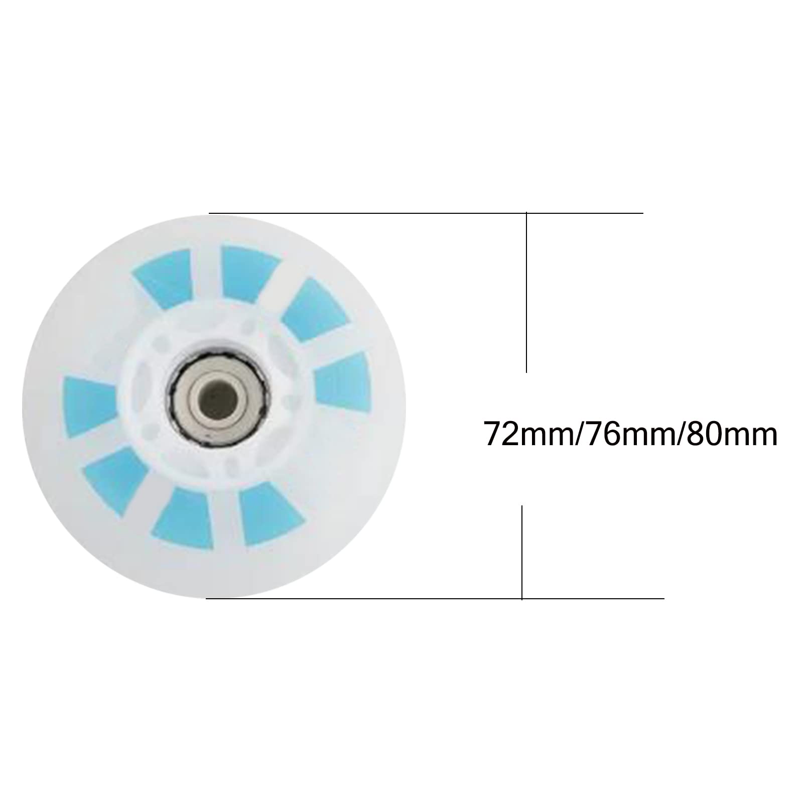 Generico Rotelle per Pattini in Linea Esterno Interno Ruote Luminose A LED da 72 mm, 76 mm E 80 mm, Senza Cuscinetti, Scorrevoli, Sportive, Confezione da 8, 90 A