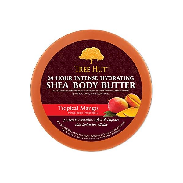 Tree Hut 24 Hour Intense Hydrating Shea Body Butter Tropical Mango, 7oz, Moisturizer with Pure Shea Butter for Nourishing Essential Body Care