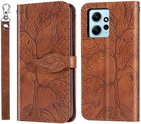 Etui Rostsant Xiaomi Poco X5 / Redmi Note 12 5G wytłoczone drzewo PU skórzane Redmi Note 12 5G portfel z klapką dla Xiaomi Redmi Note 12 5G / Xiaomi Poco X5 5G - Niebieski
