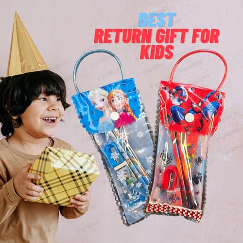 Image of 10 pcs Stationery Set for Return Gifts Party | Pencils Ruler Sharpener Eraser Fancy Box | Best Return Gifts in Bulk for Children | Return Gift Set for Age 3-4 4-6 6-12