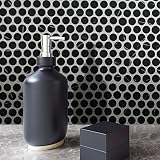 Inno Stickers Stone Backsplash Tile for Kitchen Peel and Stick, Penny Round Self Adhesive Tiles, Bla