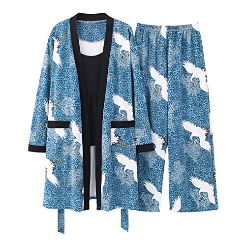 Chemise de nuit style japonais en coton doux avec motifs animaux pour l'hiver
