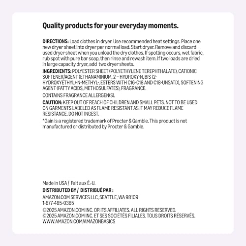 Image of Amazon Basics Dryer Sheets Laundry Fabric Softener, Blooming Lavender, Reduces Static Cling, Fights Wrinkles, 160 Count