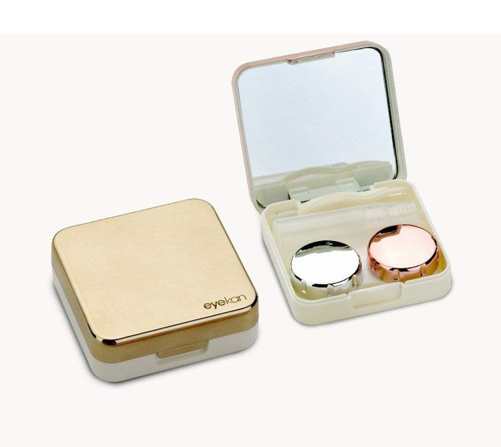 SHOPOWARE Eyekan Travel Contact Lens Case Box with Mirror (Gold) 1