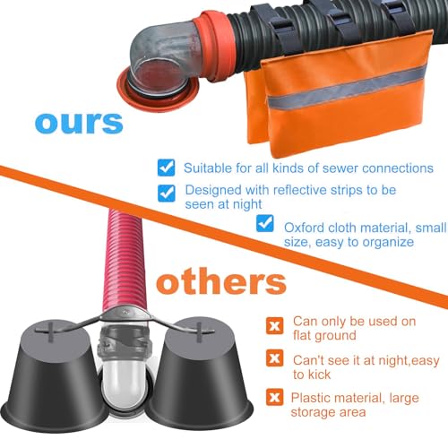 Image of Unifizz RV Sewer Weight Bag for RV Camper Trailers Reduces Accidental Spillage RV Hose Fastening Device with Reflective Strip Septic Hose Weight Bag RV Hose Support Sewer Hose Weights Hold down