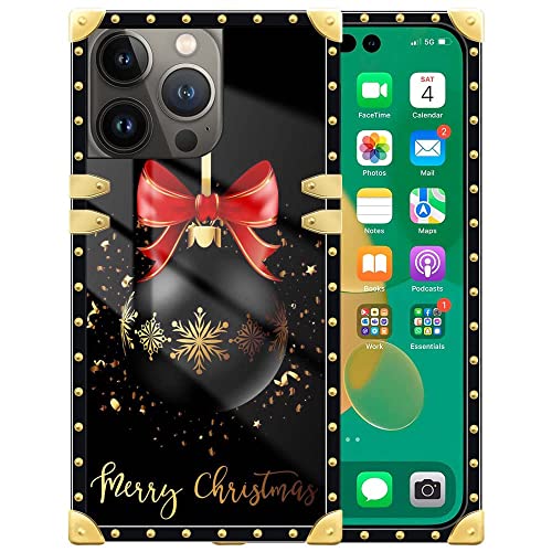 Iphone 14 Pro Max Case,Merry Christmas Square Soft Tpu Edges For Iphone 14 Pro Max Case,Metal Decoration Corner Iphone 14 Pro Max Cases For Apple Iphone 14 Pro Max 6.7-Inch Merry Christmas #TOP4