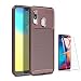 Produktbild Finemoco Hülle für Samsung Galaxy A20e Hülle mit Panzerglas, Ultra Dünn Handyhülle Silikon Braun Schutzhülle Flexibel TPU Bumper Schutz Handytasche Stoßfest Anti-Kratz Case Weich Carbon Fiber Cover