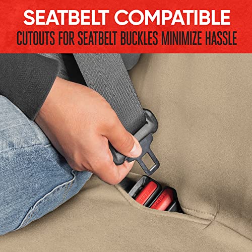 Image of Motor Trend AquaShield Waterproof Rear Bench Seat Covers for Cars, SUV, & Trucks Rear Seat Cover Only - Beige Car Seats Cover for Back Bench - Durable Neoprene Spill Resistant for Kids & Dogs