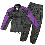 Joe Rocket RS2 Womens 2-Piece Motorcycle Rain Suit (Black/Purple, Large)