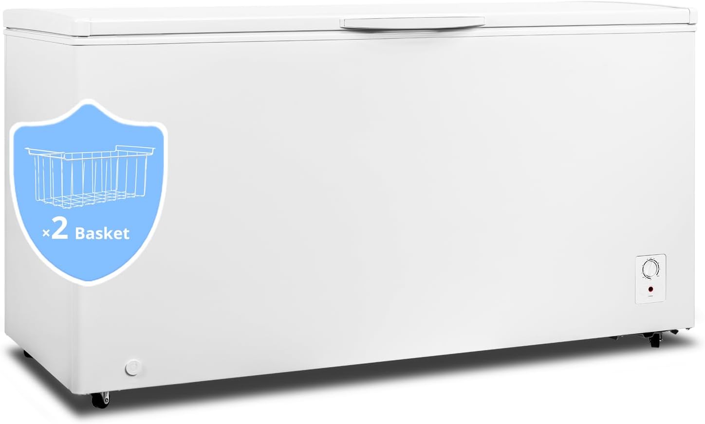 SMETA Chest Freezer 14.0 Cubic Feet, Deep Large Freezers Top Door with Removable Basket, Adjustable Thermostat 4 Wheels, Energy Saving, Large Storage for Garage, Kitchen, Office, White