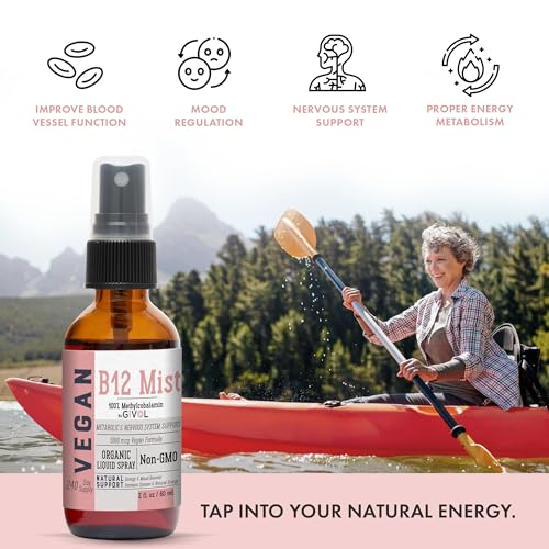 GIVOL Organic Vegan Vitamin B12 Supplement Liquid Mist for Quick Absorption 5,000mcg Methylcobalamin - No Harsh Chemicals or Preservatives - No Artificial Sweeteners Added Non-GMO 240 Days Supply - Thumbnail 4