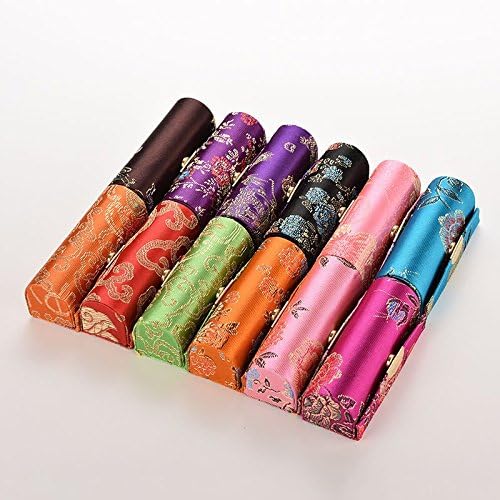 6goodeals Lipstick Case Multi-Set Silky Satin Fabric Cosmetic Case with Mirror, Various Design (12)