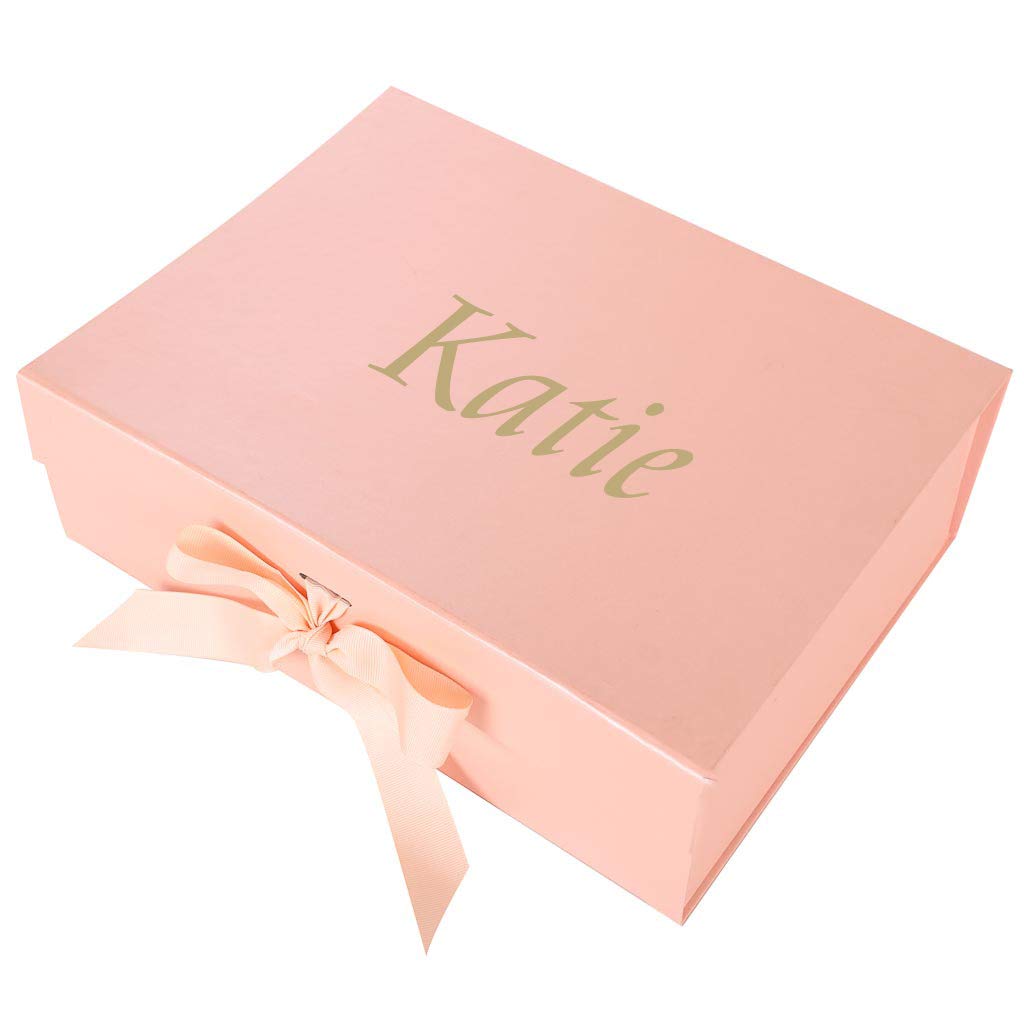 Personalised Gift Box Pink A4 Ribbon Tie Hamper
